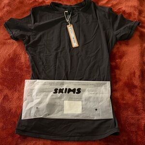 SKIMS Black Crewneck Short Sleeve Tee